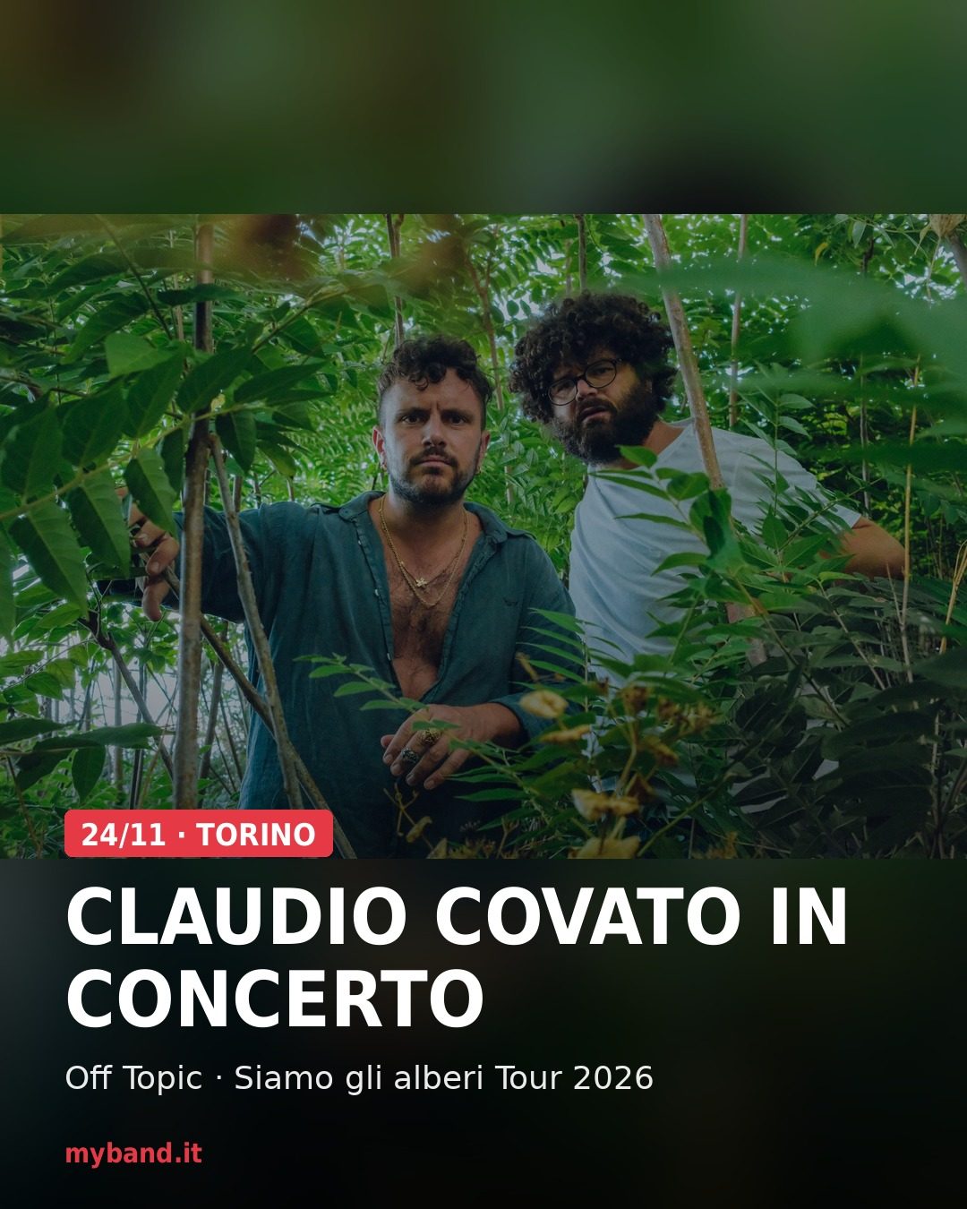 Claudio Covato in concerto – Siamo gli alberi Tour 2026