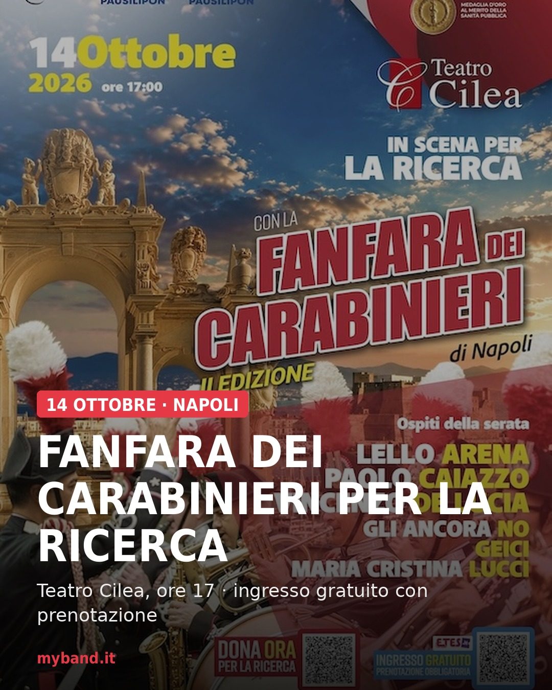 In scena per la ricerca – Fanfara dei Carabinieri al Teatro Cilea